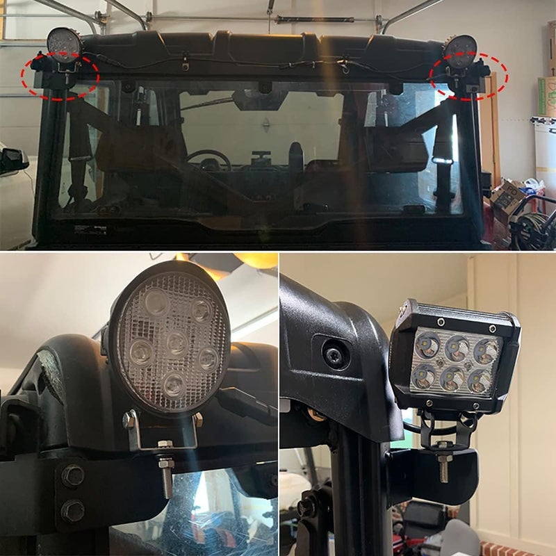 DarSeity Ranger Backup Light Bracket, Roll Cage of Rear Roof Pillar Reverse Light Pod Mount Compatible with Polaris Ranger 570 800 900 1000 XP Crew Full Size 2013-2024 - Image 4